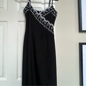 Black sequined neckline dress